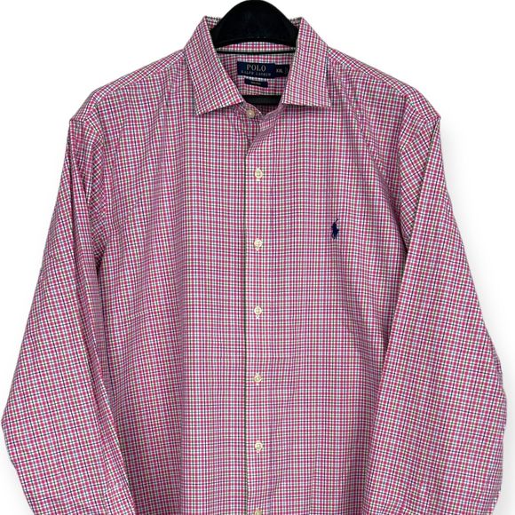 Polo Ralph Lauren Other - Polo Ralph Lauren Men's XXL Non Iron Lightweight Cotton Pink Plaid Check Button